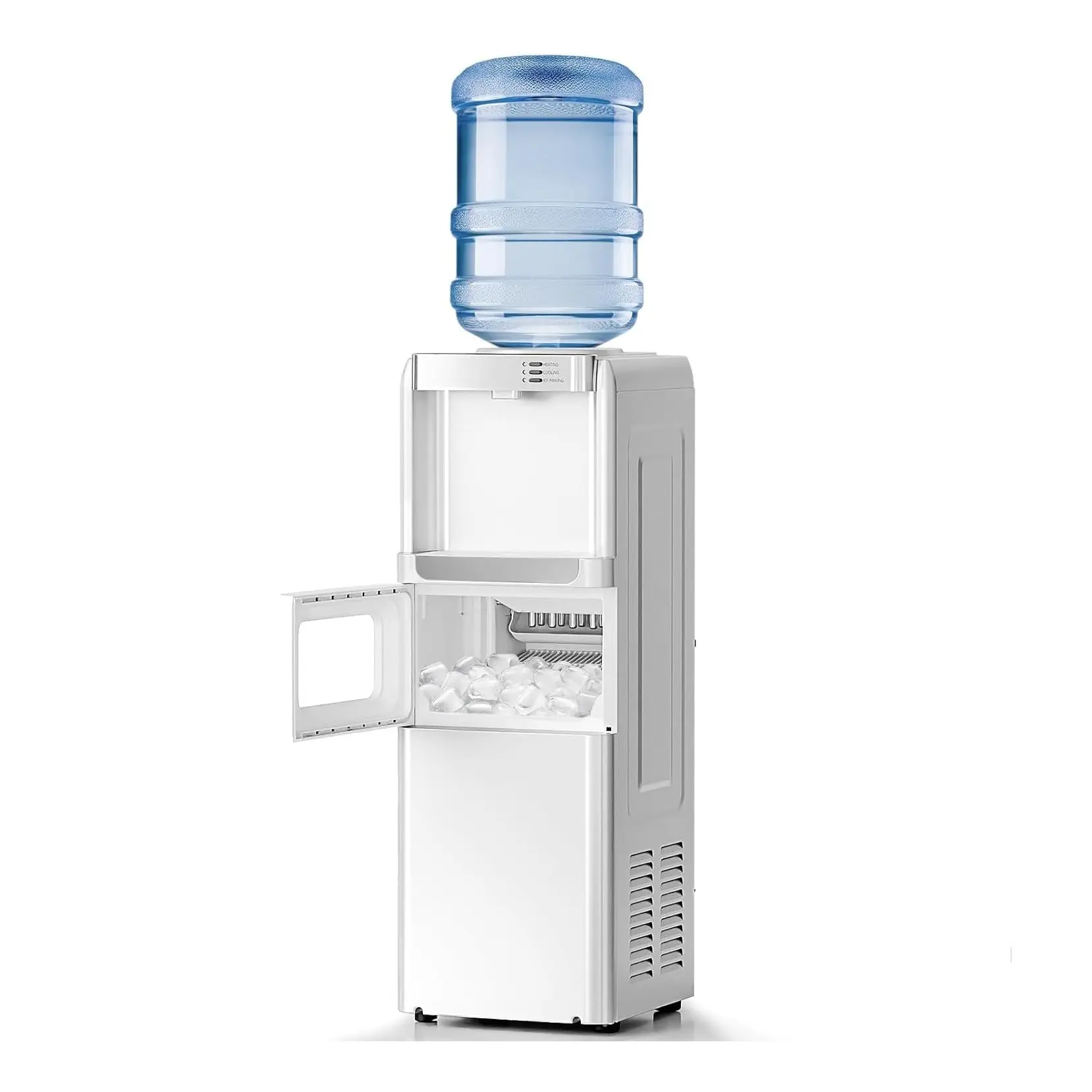 Water Cooler Dispenser with Ice Maker, Top Loading Hot and Cold Water Cooler for 5 Gallon Bottles,33Lbs /24H and Child Safety Lock Water Machine for Home and Office