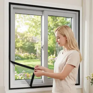 Self-Install No-Punch Magic Tape Window Screen Window Mounted, Inner Open Ventilated Mosquito Insect Proof, Easy Installation, Ca Prop 65 Compliant