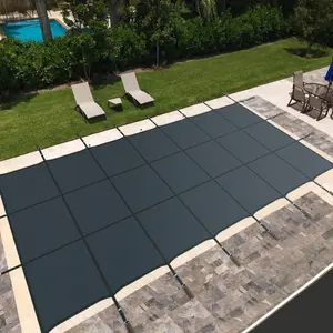 COSTWAY - 34 x 18 Feet Safety Pool Cover Fits 32 x16 Feet Inground Swimming Pools-Blue