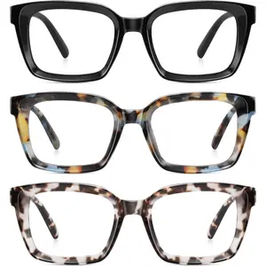 Reading Glasses for Women Men - Blue Light Blocking Readers Oversize Oprah Square Anti Glare/Eyestrain Spring Hinge