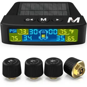 MARCALA Solar Power Car Tire Pressure Monitoring Tool - American Owned and Operated - TPMS Tire Pressure Monitoring System, Wireless TPMS Monitor, Digital Display Tire Pressure Gauge with Replacement Valves, Car Repair Tools, Tire Inspection Tools