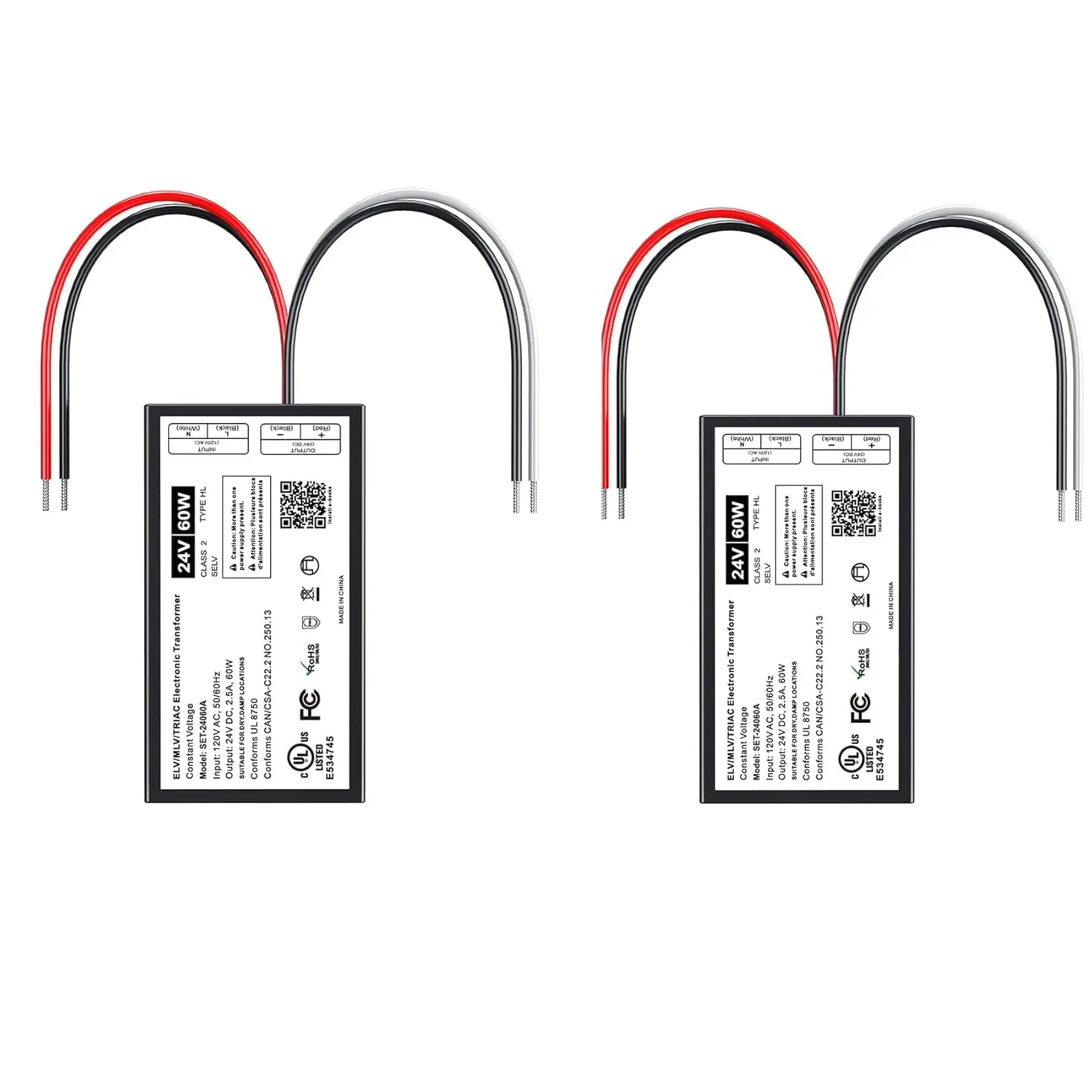 Dimmable LED Driver, Triac ELV/MLV LED Transformer Compatible with Lutron&Leviton Switches, Dimmable Led Power  for LED Light Stirps, Smooth Flicker Free Dimming (60W24V, 2)