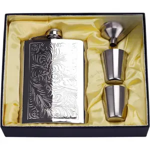 flasks for liquor for men Stainless quality hip flask 8oz Pocket Engraved Wine Drink Pot Alcohol flagon metal 220ml whiskey flask (Pattern)