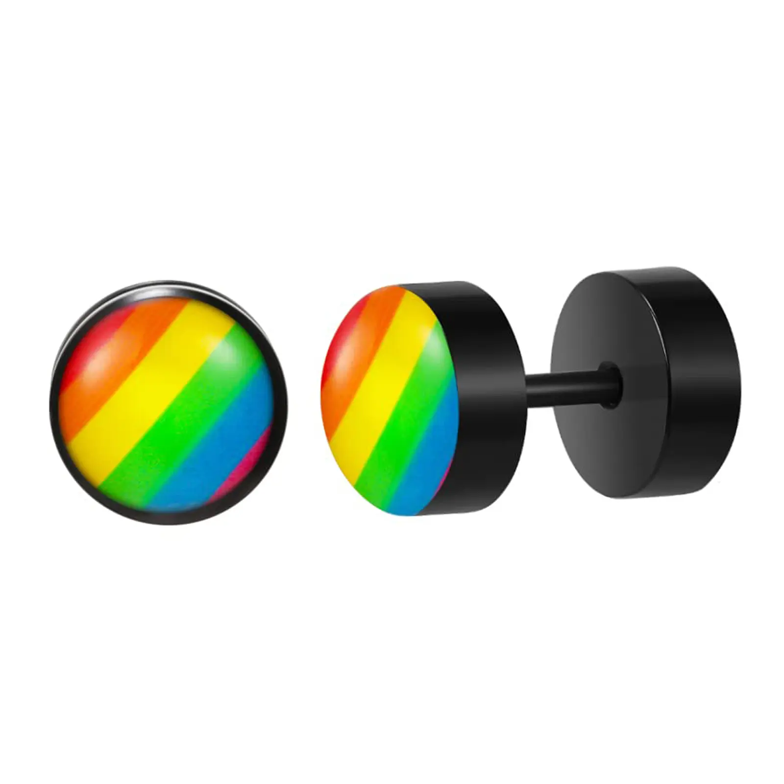 OIDEA Rainbow Pride Barbell Stud Earrings, LGBT Anti-Rust Steel Hypoallergenic Dumbbell Studs, Pride-Themed Jewelry for Men Women, Anti-Rust Steel Earrings, Pride-Themed Earrings