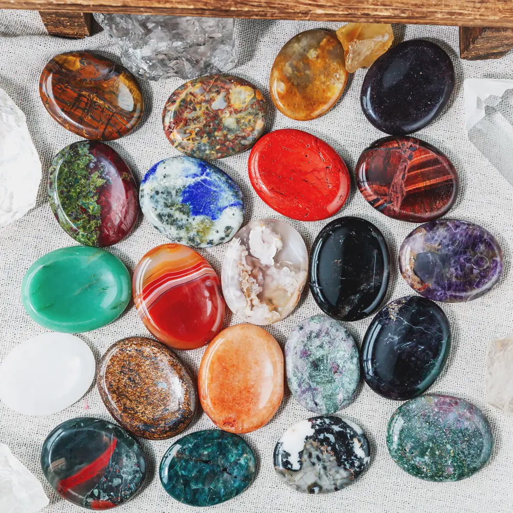 Hand Selected Natural Crystal Worry Stone - Pocket Stress Reliever, Energy Booster, Plain Decorations with Wealth Energy, Assorted Metaphysical Pieces Jewelry Accessory, Hand Selected Crystals, Natural Crystal Stones