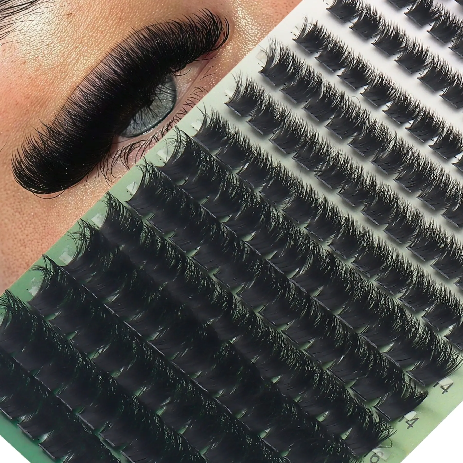 168pcs Thick Lash Clusters, 150 DD Curl Volume Eyelash Extensions 8–16 mm, Fluffy Cat-Eye Style DIY Lashes for Beginners, Volume Focused Lashes, Soft and Comfortable for Holiday Parties, Fluffy Eyelashes Cluster, Volume False Lashes