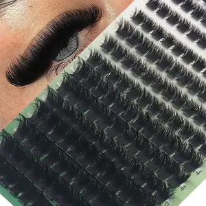 168pcs Thick Lash Clusters, 150 DD Curl Volume Eyelash Extensions 8–16 mm, Fluffy Cat-Eye Style DIY Lashes for Beginners, Volume Focused Lashes, Soft and Comfortable for Holiday Parties, Fluffy Eyelashes Cluster
