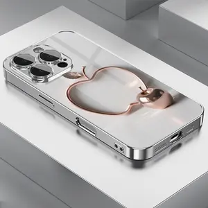 Advanced Multi-Functional Metal Apple Pattern Electroplated TPU Phone Case with Lens Protection for iPhone 16/16Pro/16ProMax/16Plus/16e, 15/15Plus/15Pro/15ProMax, 14/14Plus/14Pro/14ProMax, 13/13Pro/13ProMax, 12/12Pro/12ProMax, 11/11Pro/11ProMax, 7/8plus,