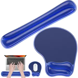 Gel  pad & Keyboard Wrist Rest Set,  Keyboard and Mousepad with Wrist Support, Keyboards Wrist Rest, Computer Keyboards Pad, Cooling Gel Blue