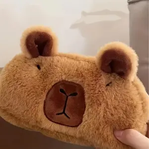 Large Capacity Capybara Plush Pencil Case, School Supplies, Soft Portable Pencil and Cosmetics Storage Box, Organize Essentials, Cute Animal Design Ideal Birthday Gift for Stationery Lovers