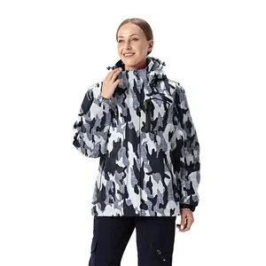 TBMPOY Women's Camouflage Waterproof Ski Jacket Warm Fleece Lined Winter Snow Coat Hooded Windproof Rain Jacket for Skiing Snowboarding Hiking Outdoor
