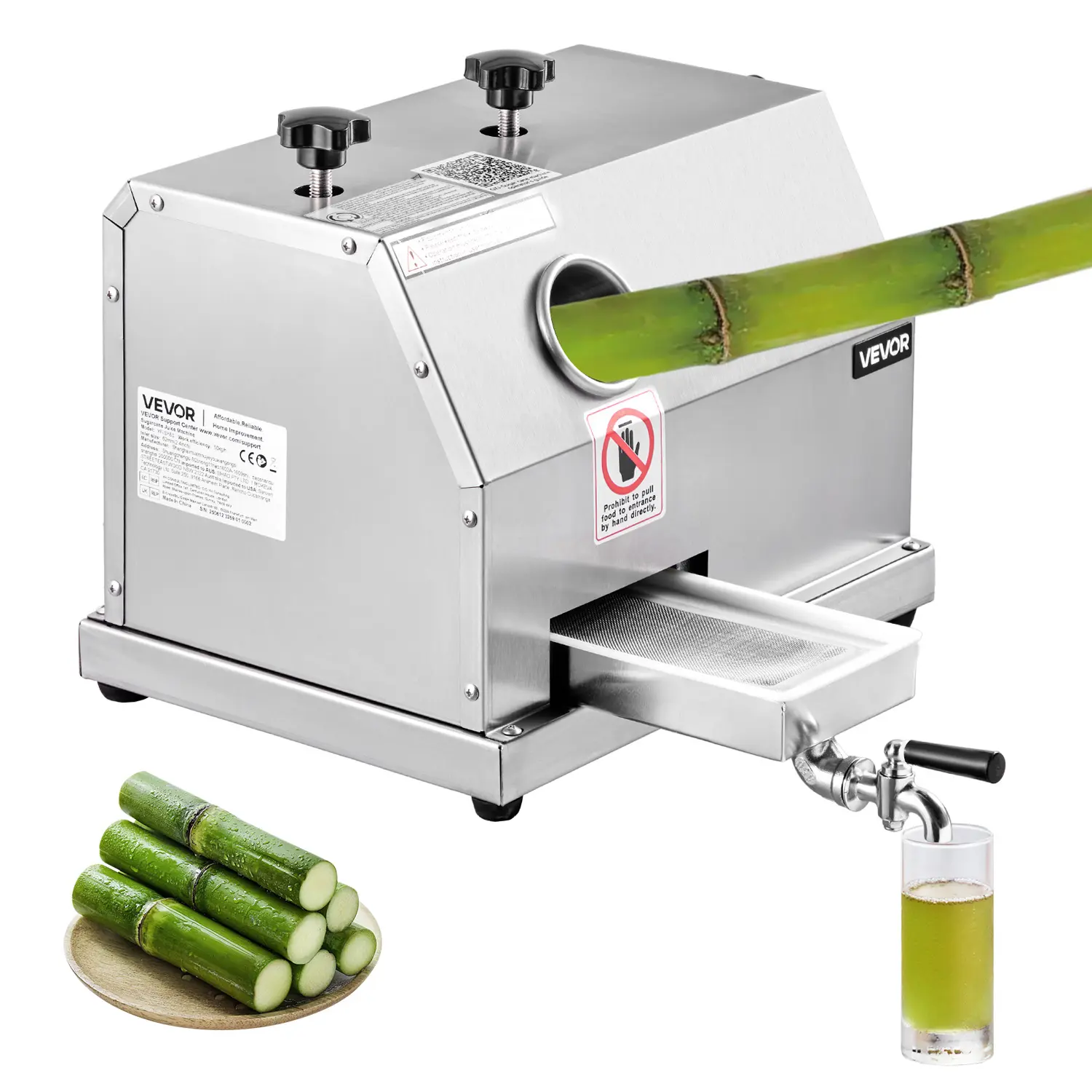 【Summerfinds】VEVOR Commercial Sugar Cane Juicer, Efficient Manual Press Extractor with 3 Stainless Steel Rollers, 2.4" Large Inlet, 110LBS/H High Output, for Home & Commercial Use