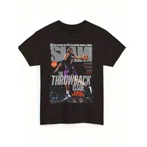 Viral TikTok Vintage 1990s Retro Basketball Graphic T-Shirt| Unisex Crew Neck Short Sleeve, Comfortable Elastic Fabric, Loose Fit Casual Streetwear, Sports Fan Apparel, S-5XL, Black