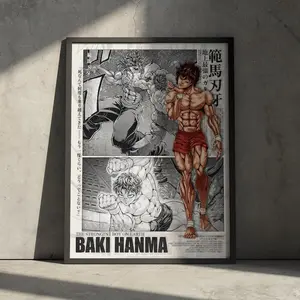 Baki Anime Artwork Poster Unframed Poster Unframed, Baki the Grappler Manga Wall Decor, Son of Ogre MMA Fighter 90s Japanese Aesthetic, Gift for Anime Fan