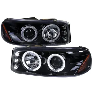 1999-2006 GMC Sierra/ 2000-2006 Yukon/Yukon XL Dual Halo Projector Headlights (Glossy Black Housing/Smoked Lens)