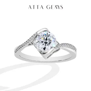 ATTAGEMS Women's 1CT D Color VVS1 Lab-Created Moissanite Artificial Gemstone Ring, Ideal for Birthday & Engagement Gifts, Model R009 summerwins,summerwins