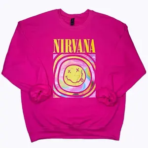 Nirvana Smiley Graphic Sweatshirt, Nirvana Comfort Color T‑Shirt, Nirvana Smiley Sweatshirt GARMENTARY