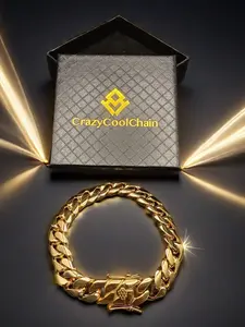 14mm Gold Plated Miami Hip Hop Cuban Bracelet, Durable Stainless Steel Hand Chain, Fashionable Buckle, All Seasons Jewelry