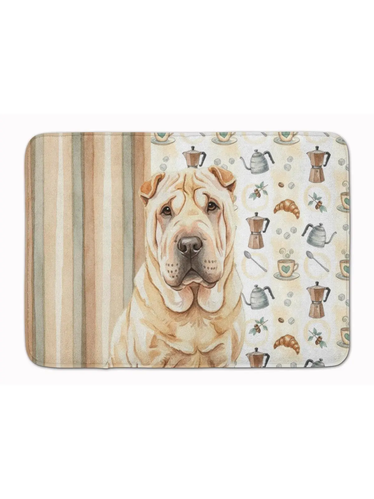 Carolines Treasures WDK7608RUG 19x27 in. Shar Pei Coffee Bar Memory Foam Kitchen Rug, Animal-Inspired, Art-Themed, Cozy, Cushioned Textile Rug for Household Use, Animal-Inspired Kitchen Rugs, Art-Themed Kitchen Rugs