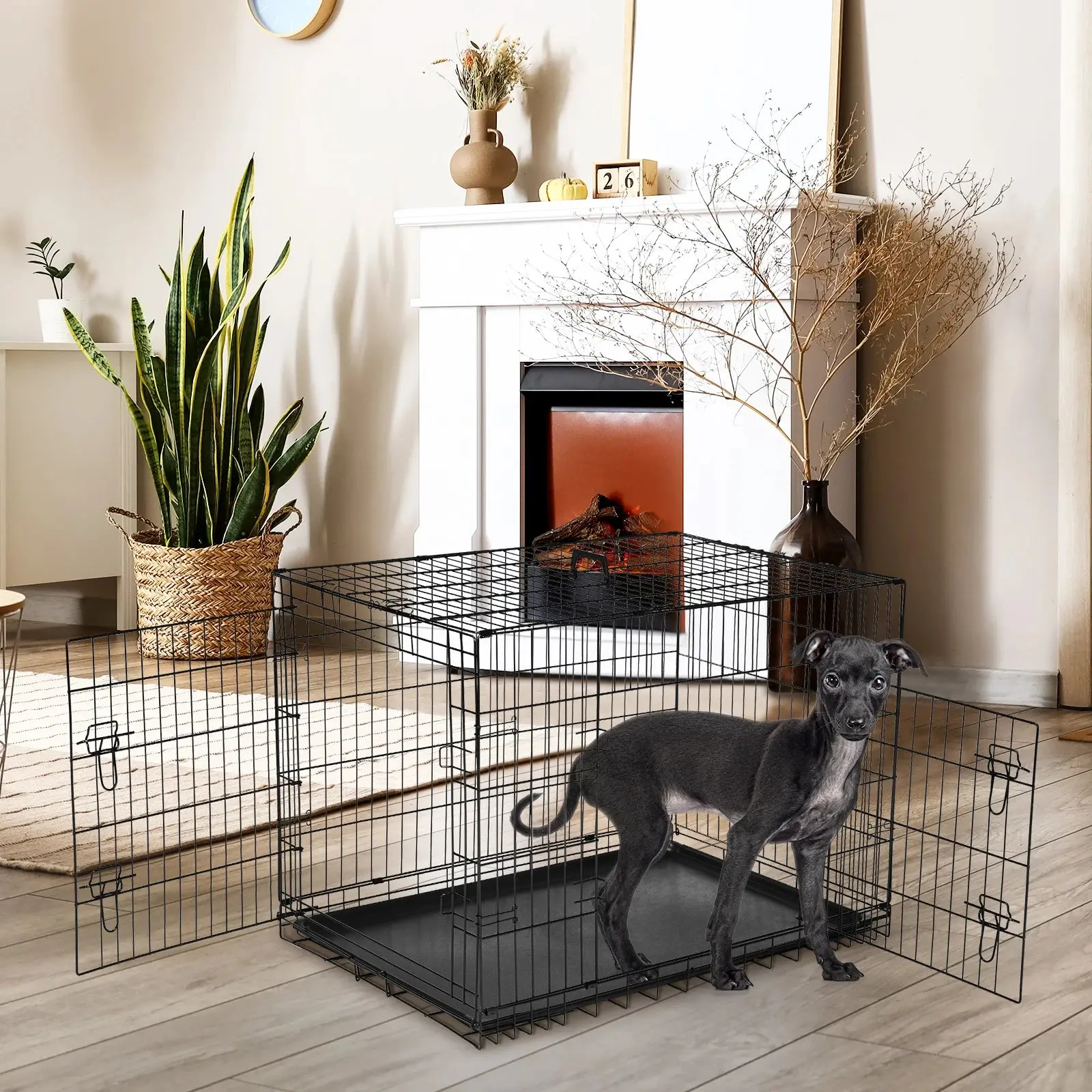 48" Double Door Folding Metal Cage
