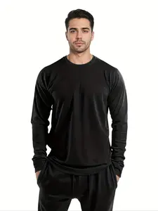 Men's Quick-Dry Long Sleeve T-Shirt, Running & Fitness Sportswear, Athletic Apparel, Non-Transparent Design, Pure Color, Breathable Gym Wear, Gym Tees, Athletic Top
