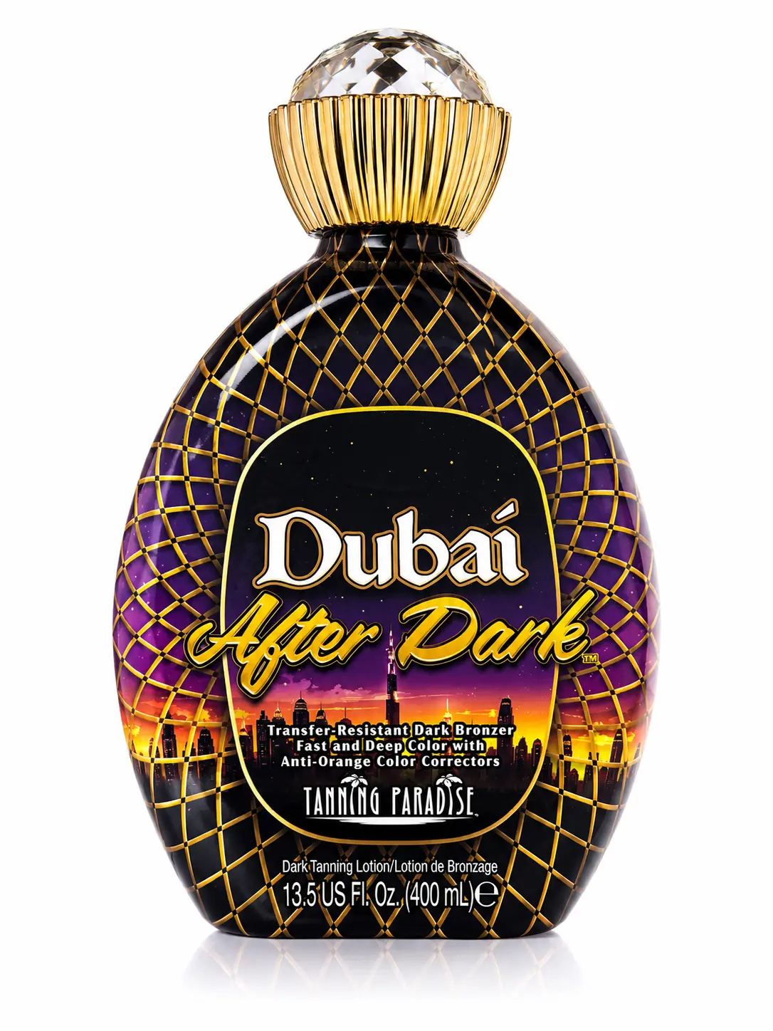 Tanning Paradise Dubai After Dark Indoor Tanning Lotion 400X Dark Bronzer, Tanning Bed Accelerator, Ultra Dark Bronzing Lotion, Coconut Oil, Shea Butter, Tattoo Protecting Formula, 13.5 Oz