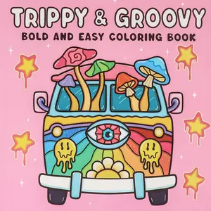Adult Coloring Book, 24 Pages Abstract Art, Psychedelic Patterns, Unique Flowers and Stars, Perfect Gift for Halloween, Mother's Day, Christmas