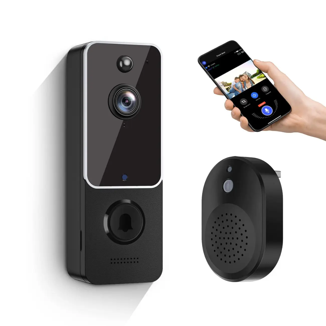 [New Deal] Video Doorbell Camera Wireless with Chime Ringer, Battery Powered, Smart AI Human Detection, 2.4G WiFi, 2-Way Audio, Night Vision, Cloud Storage,, Ai Detection, Complimentarychime