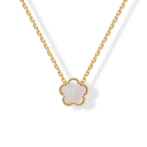 PAVOI 14K Gold Plated Clover Necklaces for Women - Black Onyx & Mother of Pearl Gemstone Pendant Necklace - Adjustable Chain Hypoallergenic Jewelry Gifts