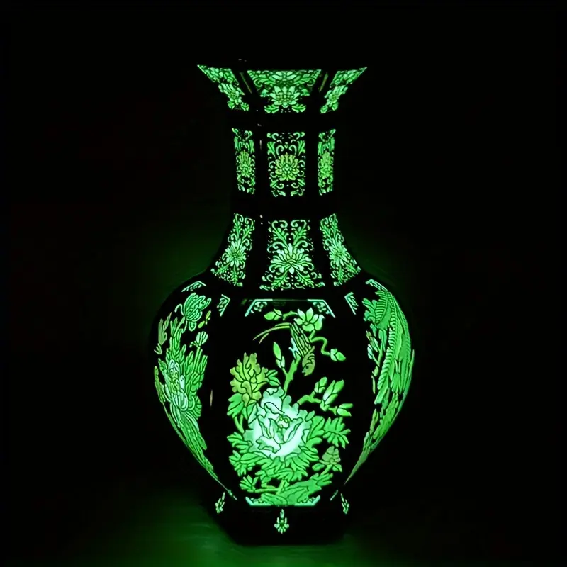 Enamel luminous hexagonal bottle Home living room porcelain crafts ornaments ceramic vase Decor Decorative porcelain vases