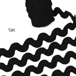 5mm Colorful Sailor Wave Curved Ribbon Roll, DIY Clothing Trim, Crescent Moon Shape, 0.19 Inch Width, Ideal for Sewing Projects