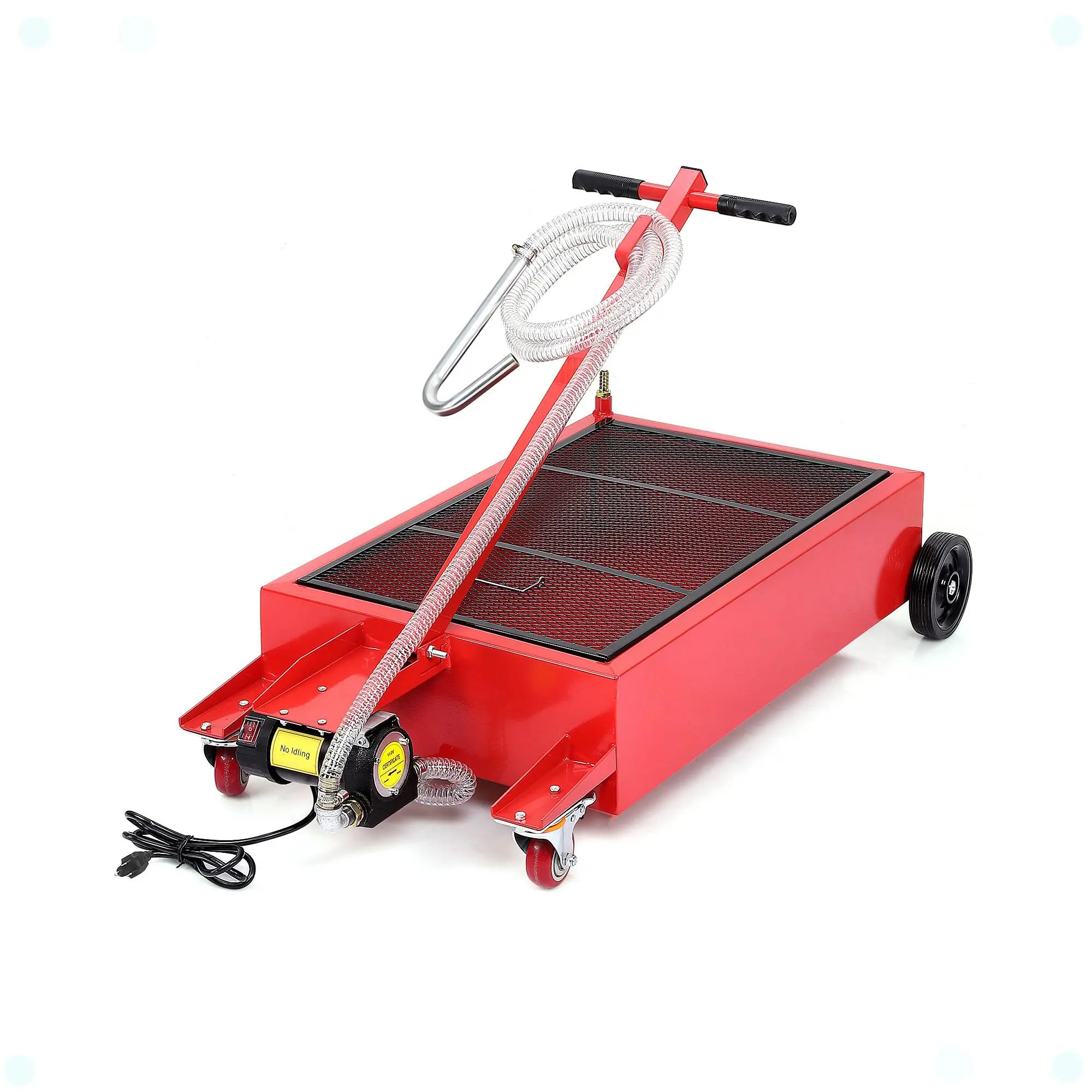 GARVEE 20 Gallon Electric Oil Drain Pan with 110V Pump & 8 Ft Hose, Low Profile & T Folding Handle Oil Drain Cart for Truck Cars SUVs