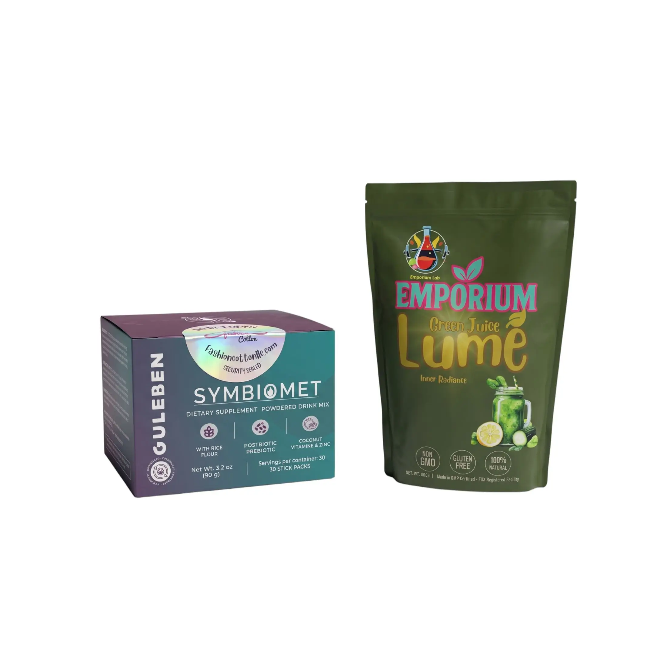 SYMBIOMET BPL1 HT + Green Juice Lumé Bundle - 60 Stick Packs, Lemon Flavored Transparent Powder, Metabolism-Boosting Fiber-Containing Wellness Supplement