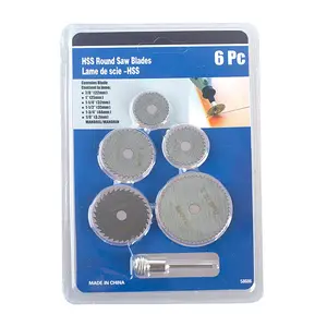 6 Pieces Mini Circular Saw Blades Cutting with Rods, Hss Saw Discs and Aluminum Rotating Drill Accessories, Easy to Use, Versatile, Suitable for Plastic and Wood Surface