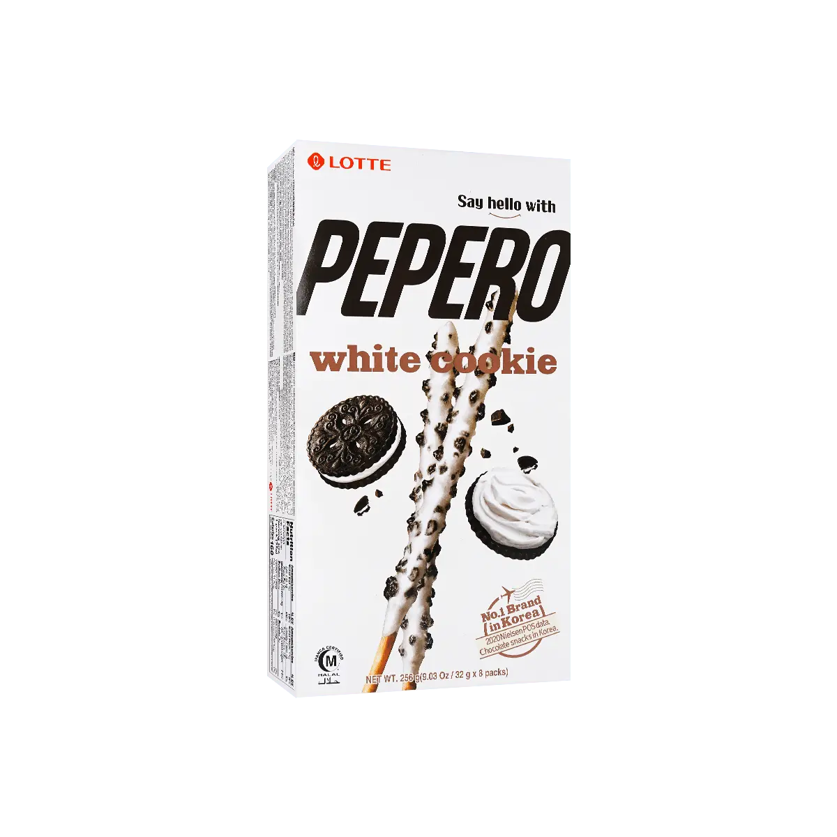 LOTTE Pepero White Chocolate Cookie Sticks - Oreo Flavor Snack (8 Packs, 256g) - Stray Kids Official Merchandise