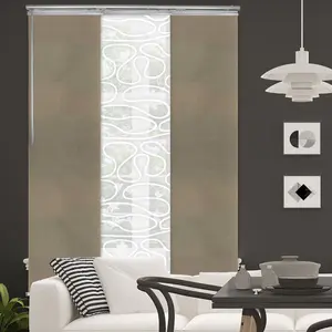 3-Panel Single Rail Panel Track Blind Extendable 36"-66"W x 91.4"H, Panel width 23.5", Whirl White, Cornsilk
