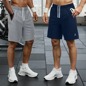 NY Threads Men’s 2-Pack Athletic Drawstring Shorts, High Stretch Breathable Fitness Shorts, Quick Dry Lightweight Polyester, Elastic Waistband, Pockets, for Running Gym Workouts
