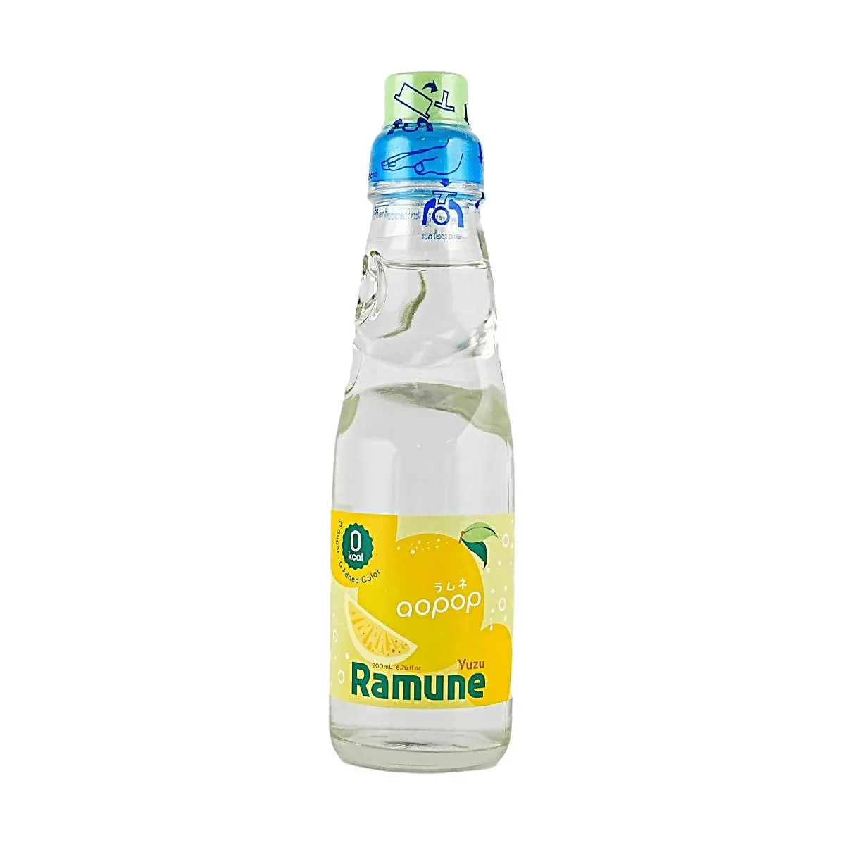 AOPOP 3-Pack Japanese Yuzu Ramune Soda - 0 Calorie, 0 Sugar, 0 Fat - Classic Japanese Marble Soda - Refreshing & Guilt-Free