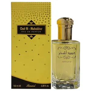 Rasasi Oudh Al Mubakkhar Unisex EDP Perfume - 3.3oz (3.4oz Variant), Arabic Perfumes, Fragrance Citrus (Bergamot) & Saffron Top Notes, Ethnic Refreshing Aromatic Unisex Fragrance, Senses-Invigorating, New in Box