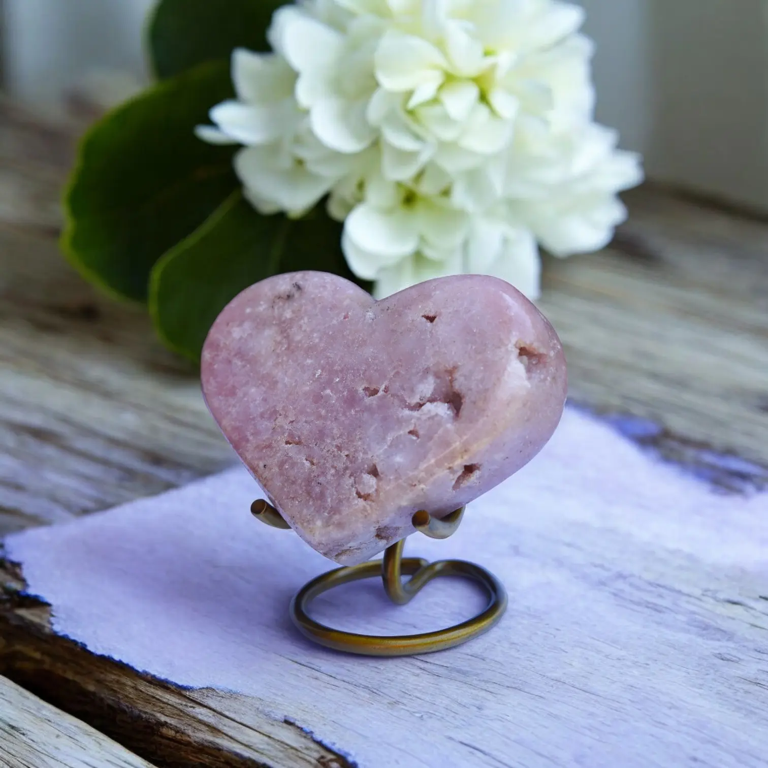 Pink Amethyst Heart with Druzy, Pink Amethyst Slab Heart Carving pink amethyst