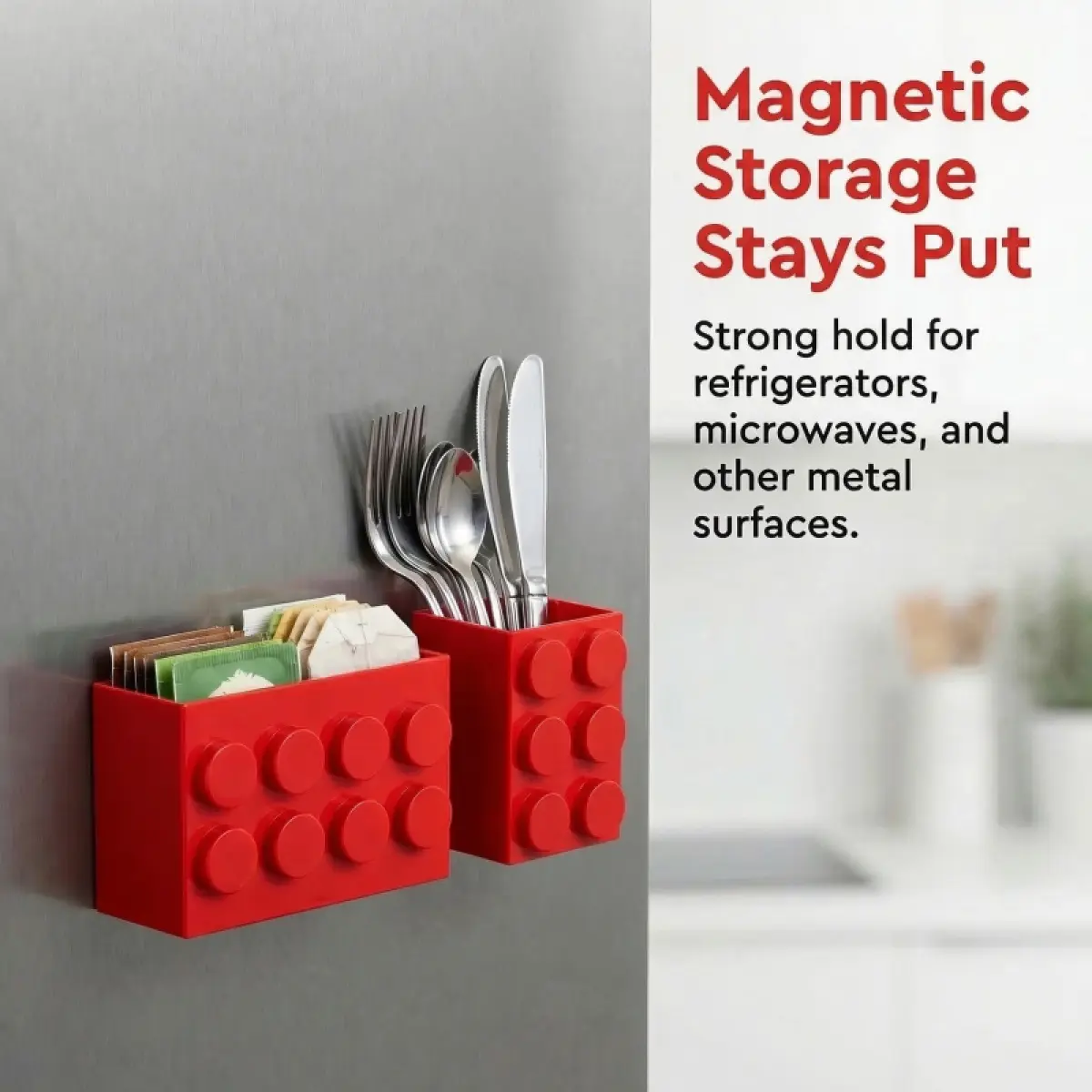 2PCS Magnetic Storage Box Set for  fridge , Cute Space Saving Organizer No Drilling Multi-functional Dopamine decor Kitchen love gift