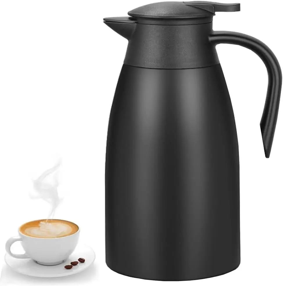 70 oz Thermal Coffee Carafe Stainless Steel, Insulated Double Walled Vacuum Thermos Water Beverage Dispenser, Keeps Hot 12 Hours Cold 24 Hours