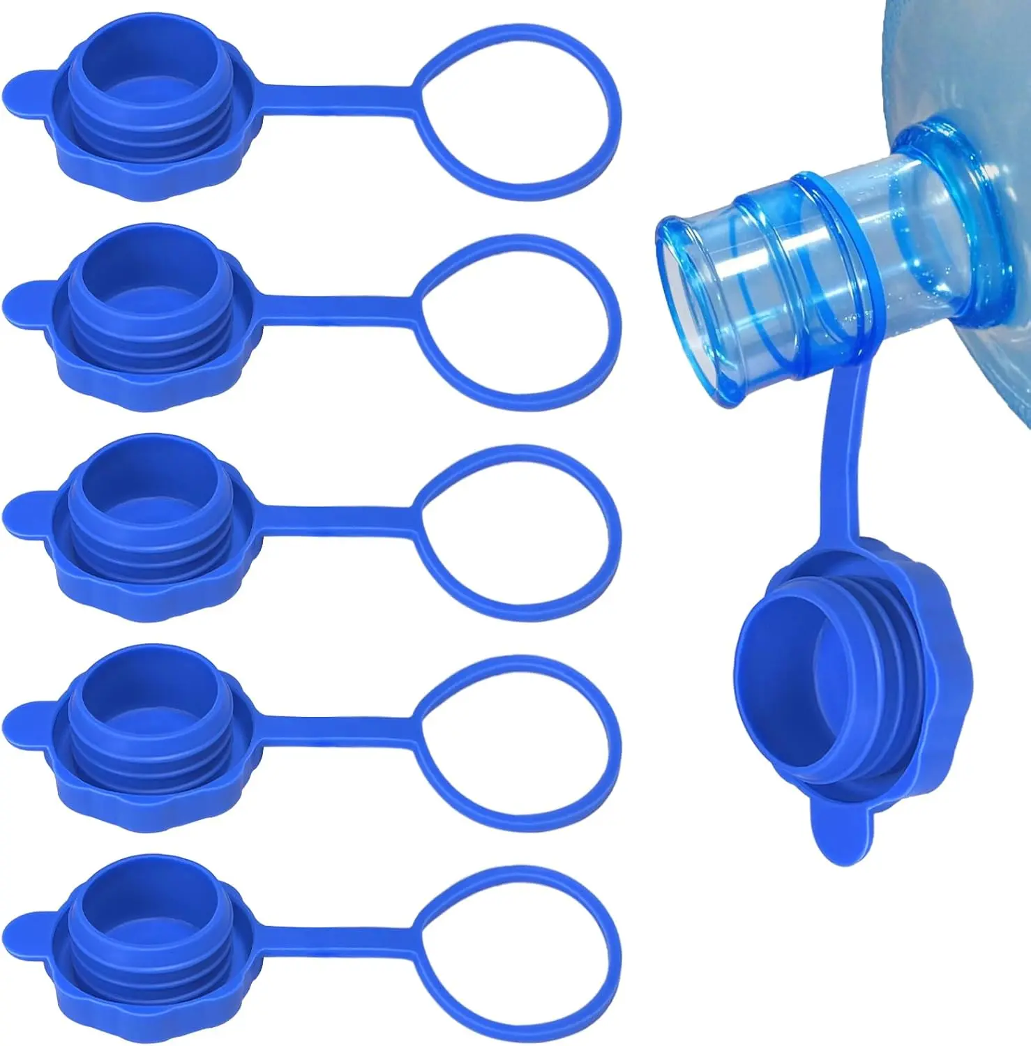 Pack of 5, 3 and 5 Gallon Water Jug Cap, Upgrade Reusable Replacement Caps, Non Spill Lids for 55mm Water Bottle