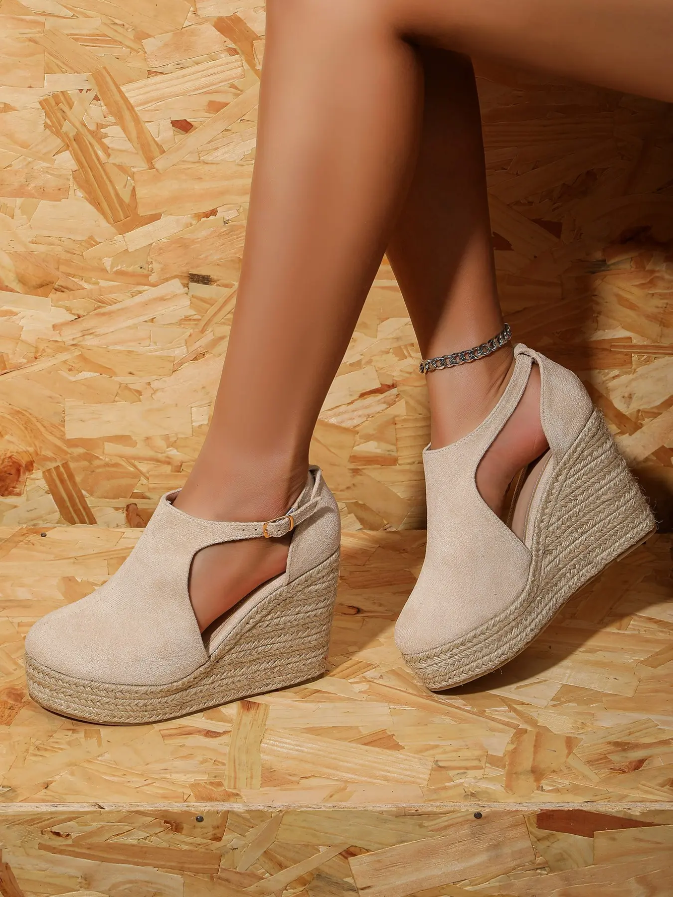 Women's Fashionable Stylish Classy Elegant Flannel Wedges Sandals, Boho Style Platform Sandals for Beach Vacation, All-match Commuter Shoes for Work & Daily Wear, Girl, Wedge Heel Sandals