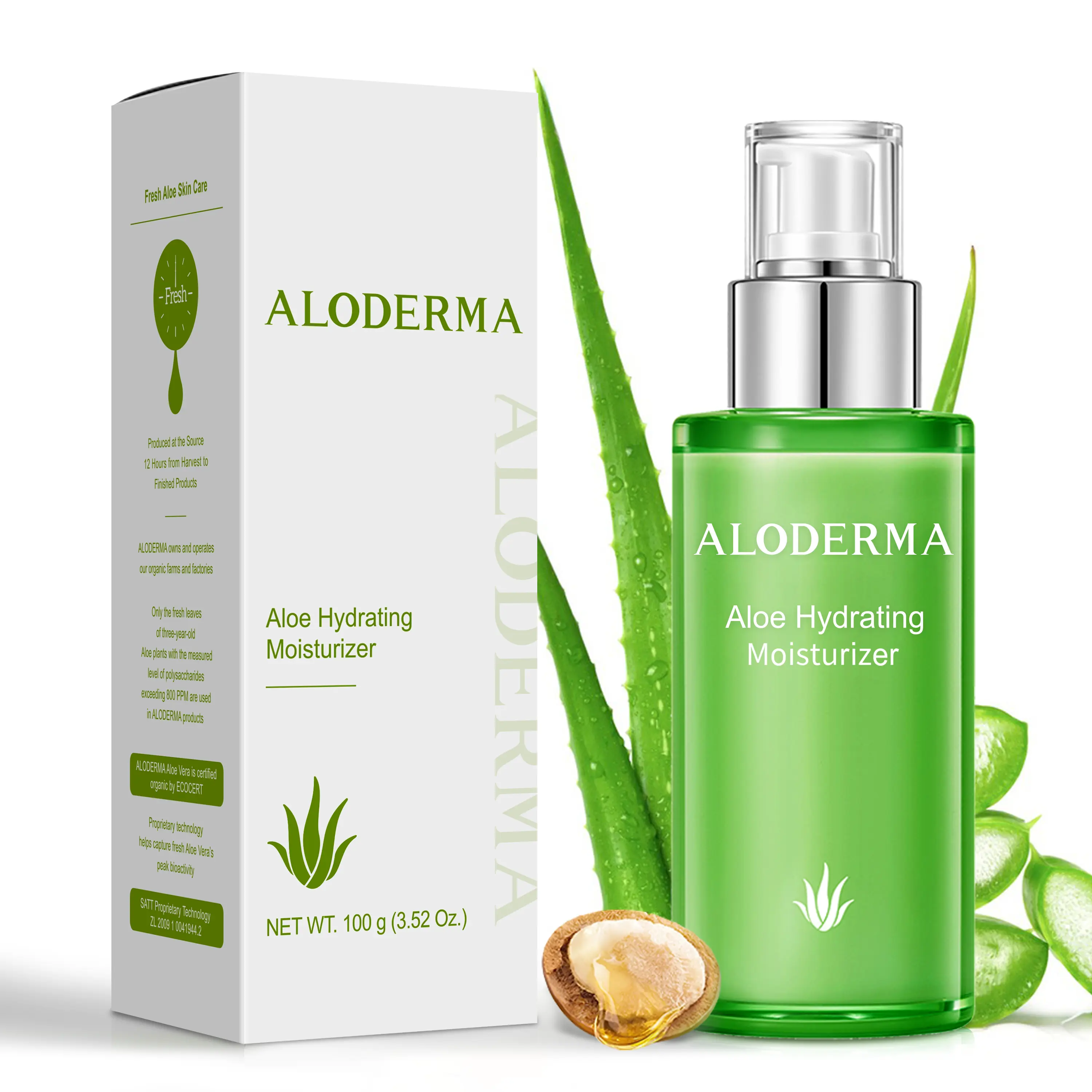 ALODERMA Aloe Hydrating Rejuvenating Face Moisturizer - 77% Organic Aloe Vera, 3.5oz Sustainable Lotion with Hyaluronic Acid, Black Oat Seed, Shea Butter, Lightweight, Oil-Free for Radiant, Nourishing, Moisture-Rich Skin, Repair, Soothing, Sulfate-Free, S