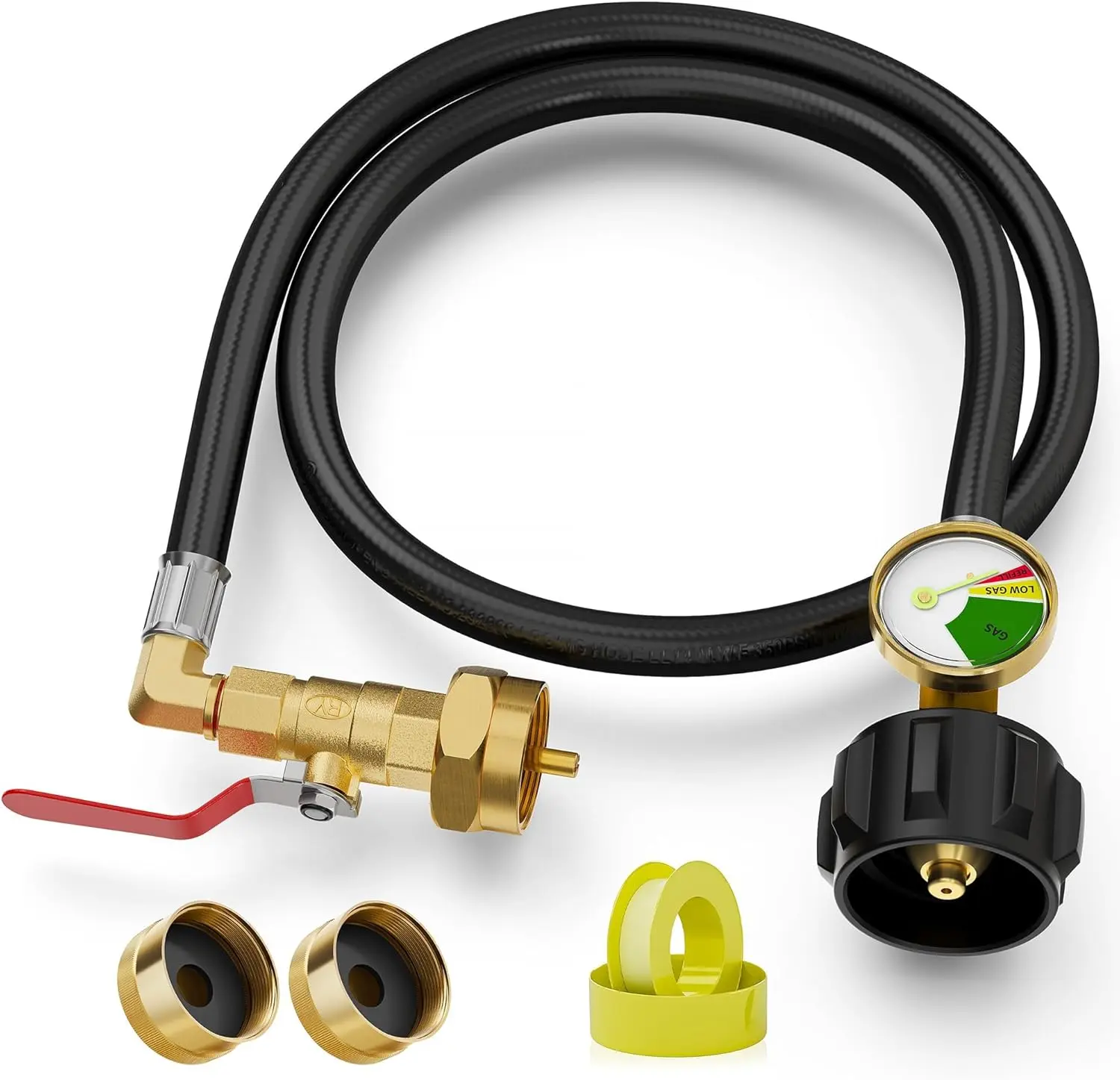 36 Inch Propane Gas Tank Adapter Connector, High Pressure Camping Grill, Refill Adapter Hose & On/Off Valve, Extension Hose for Filling 1lb Bottles from 20lb Tank