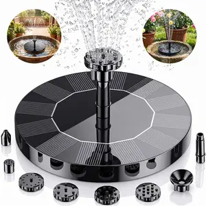【SummerVibes】Solar Fountain, Solar Powered Bird Bath Fountain Pump， 1.5W Solar Panel Kit Water Pump, Outdoor Watering Submersible Pump for Pond, Pool, Garden, Fish Tank