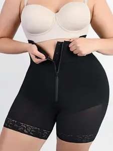 1 Count Women's Solid Color Tummy Control Butt Lifting Bottoms, Fajas, Colombian Shapewear, High Waist Shaping Shorts, Anti Slip Comfort Stretch Shaper Briefs, Adjustable Hooks Zipper Close Shapewear Panties, Perfect for Valentine's Day & Classic Daily