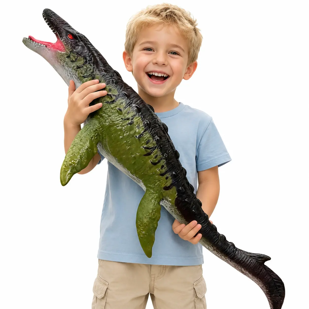 32-in Thick Rubber BPA-Free Phthalate-Free Inflatable Mosasaurus Model - Soft Drop-Proof Action Figure, 3-5 Year Old Toddlers Party Favors, Kids Birthday Gifts, Collectible Figurines, Simulated Animal Model