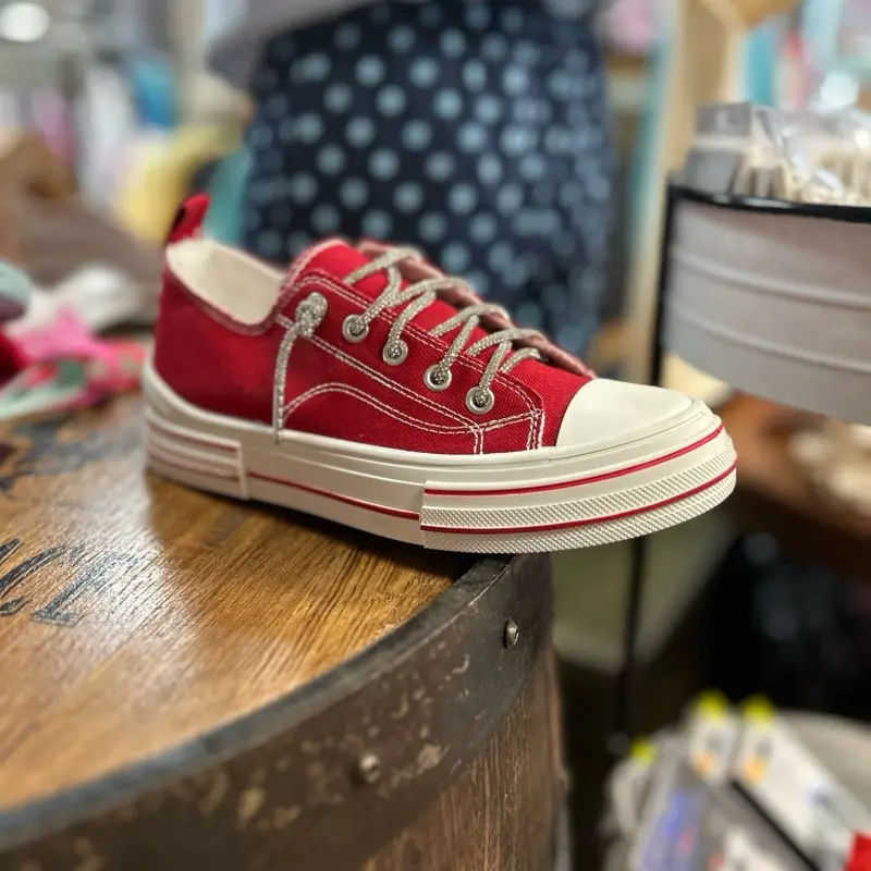 Very g glitter lace red sneakers casual footwear